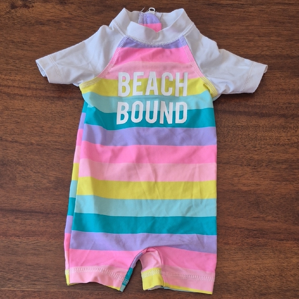 George Girls Rainbow 'Beach Bound' One Piece Swimsuit Size 3-6M